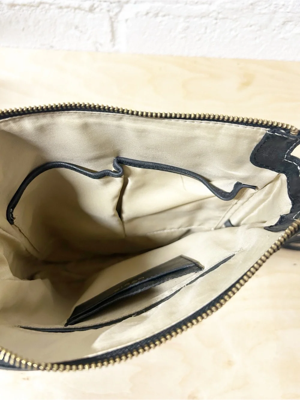 Vintage Lodis Black Smooth Genuine Leather Crossbody Bag